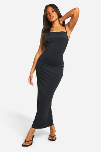 Womens Premium Matt Slinky Strappy Rouche Side Maxi Dress - - 10 - boohoo - Modalova