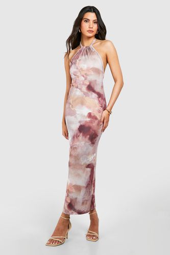 Womens Blur Floral Halterneck Maxi Dress - - 10 - boohoo - Modalova