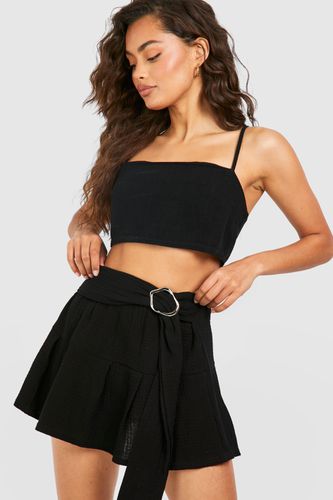 Womens Textured Belt Detail Mini Skirt - - 10 - boohoo - Modalova