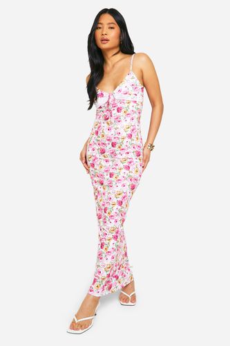 Womens Petite Lace Tie Front Floral Maxi Dress - - 8 - boohoo - Modalova