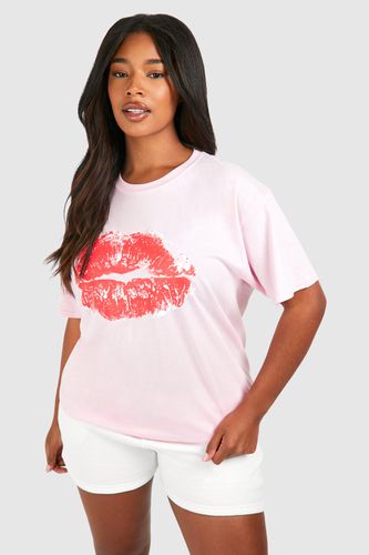 Womens Plus Lips Print T-shirt - - 16 - boohoo - Modalova