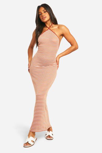 Womens Stripe Halterneck Maxi Dress - - 10 - boohoo - Modalova