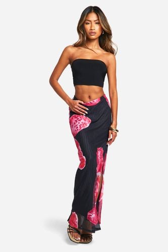 Womens Wave Plisse Tropical Floral Maxi Skirt - - 12 - boohoo - Modalova
