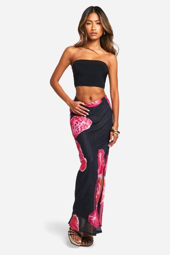 Womens Wave Plisse Tropical Floral Maxi Skirt - - 14 - boohoo - Modalova