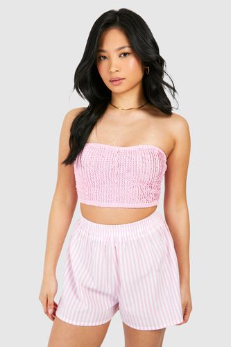 Womens Petite Textured Crinkle Bandeau Top - - 10 - boohoo - Modalova