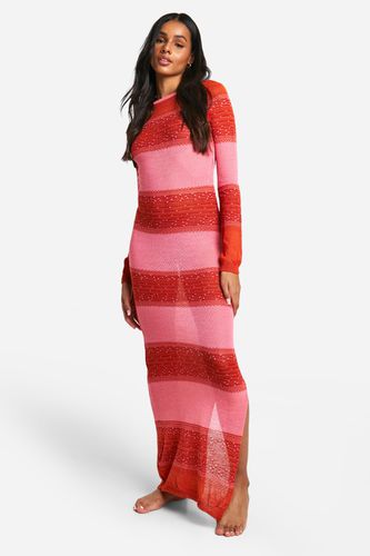 Womens Tall Crochet Beach Striped Maxi Dress - - 14 - boohoo - Modalova