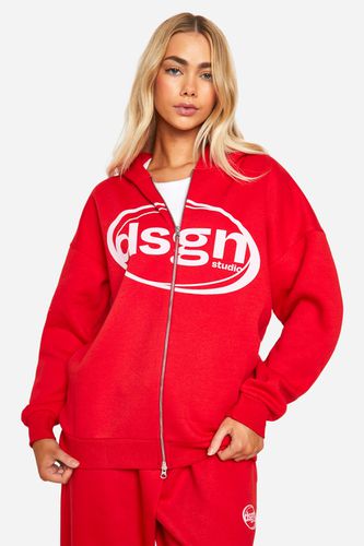 Womens Dsgn Studio Oval Print Zip Through Oversized Hoodie - - S - boohoo - Modalova