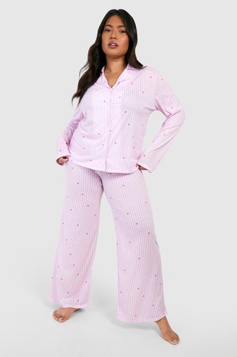 Womens Plus Love Heart Pinstripe Pj Trouser - - 28 - boohoo - Modalova