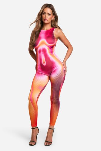 Womens Body Print Slinky Sleeveless Unitard Jumpsuit - - 10 - boohoo - Modalova
