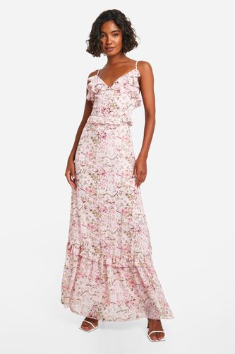Womens Tall Woven Floral Ruffle Maxi Dress - - 10 - boohoo - Modalova