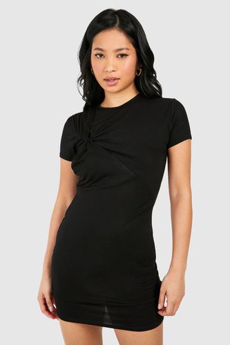 Womens Petite Twist Detail Tshirt Dress - - 10 - boohoo - Modalova