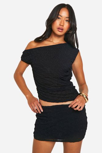 Womens Sheer Textured Low Rise Mini Skirt - - 12 - boohoo - Modalova