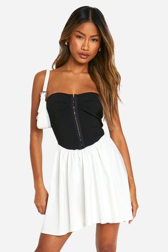 Womens Bandeau Bengaline Corset Skater Dress - - 8 - boohoo - Modalova