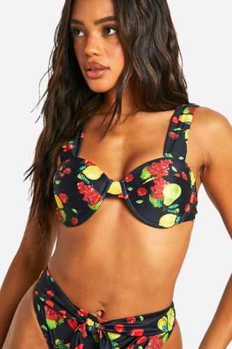 Womens Fruit Print Underwired Bikini Top - - 10 - boohoo - Modalova