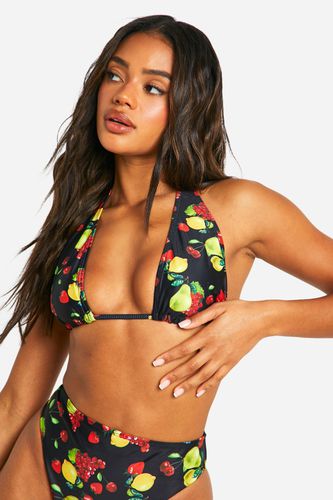 Womens Fruit Print Halterneck Bikini Top - - 12 - boohoo - Modalova
