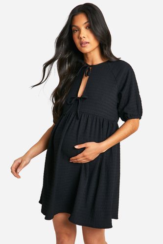 Womens Maternity Tie Front Short Sleeve Smock Dress - - 16 - boohoo - Modalova