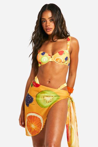 Womens Fruit Print Tie Beach Sarong - - One Size - boohoo - Modalova
