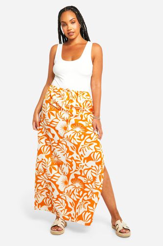 Womens Plus Abstract Print Cotton Maxi Skirt - - 18 - boohoo - Modalova