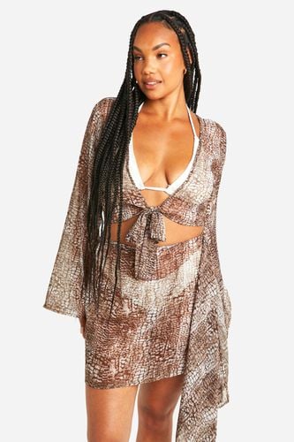 Womens Plus Snake Print Chiffon Wrap Beach Skirt - - 16 - boohoo - Modalova