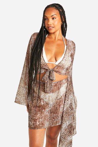 Womens Plus Snake Print Chiffon Wrap Beach Skirt - - 20 - boohoo - Modalova
