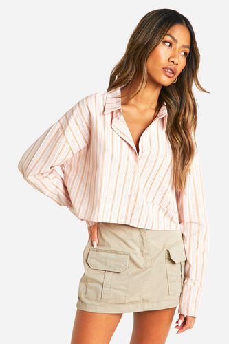 Womens Striped Boxy Crop Shirt - - 8 - boohoo - Modalova