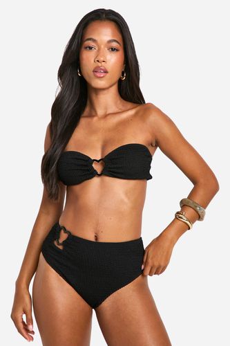 Womens Heart Trim Crinkle High Waisted Bikini Brief - - 12 - boohoo - Modalova