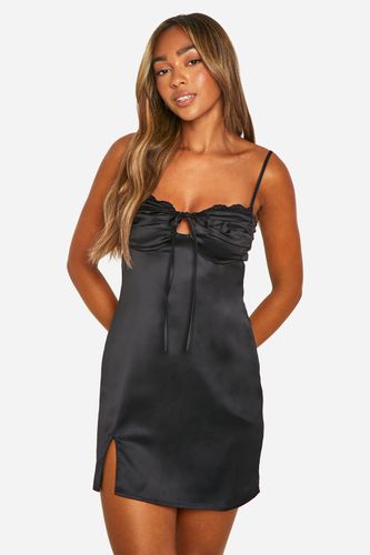 Womens Satin Lace Trim Mini Dress - - 18 - boohoo - Modalova