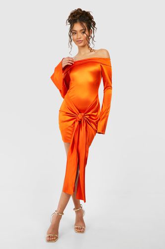 Womens Disco Slinky Tie Front Mini Dress - - 10 - boohoo - Modalova