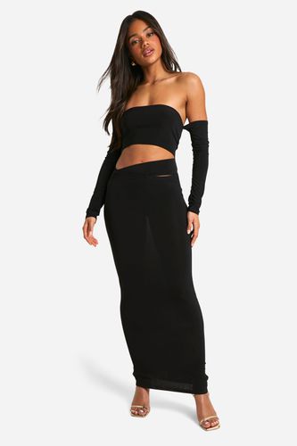 Womens Cut Out Slinky Long Sleeve Maxi Dress - - 18 - boohoo - Modalova