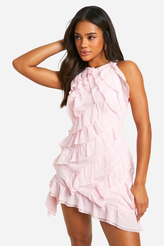 Womens Ruffle Mini Shift Dress - - 8 - boohoo - Modalova