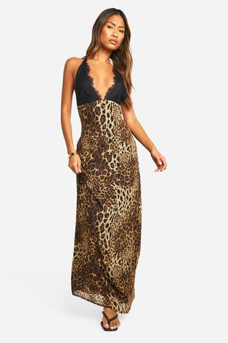 Womens Lace Leopard Strappy Maxi Dress - - 12 - boohoo - Modalova
