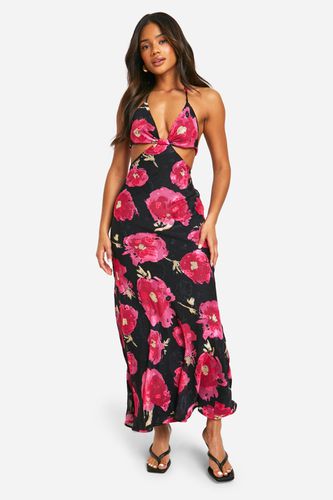 Womens Chiffon Jacquard Floral Cut Out Maxi Dress - - 10 - boohoo - Modalova