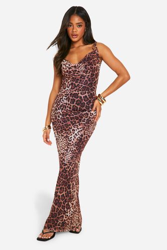 Womens Leopard Cowl Neck Mesh Maxi Dress - - 10 - boohoo - Modalova