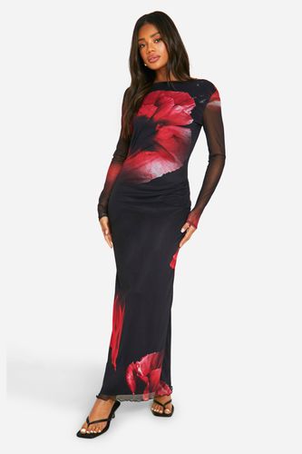 Womens Mesh Abstract Low Back Maxi - - 8 - boohoo - Modalova