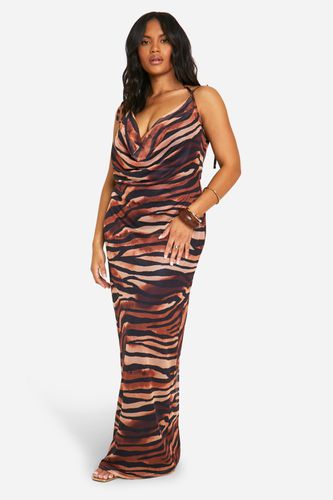 Womens Plus Zebra Print Cowl Neck Maxi Dress - - 16 - boohoo - Modalova