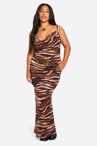 Womens Plus Zebra Print Cowl Neck Maxi Dress - - 18 - boohoo - Modalova