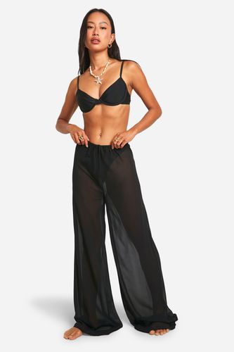 Womens Chiffon Wide Leg Beach Trousers - - M - boohoo - Modalova