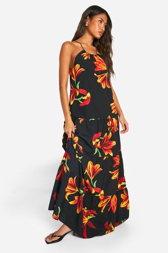 Womens Floral Halterneck Maxi Dress - - 16 - boohoo - Modalova