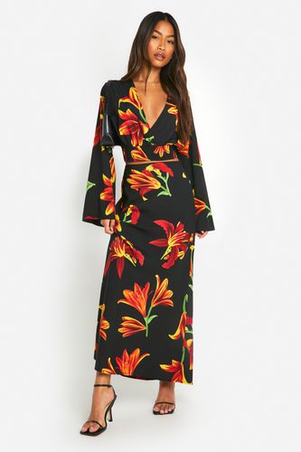 Womens Floral Print Flared Sleeve Crop & Maxi Skirt - - 10 - boohoo - Modalova