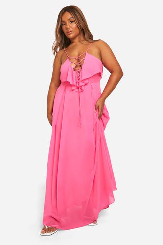 Womens Plus Lace Up Ruffle Front Maxi Dress - - 16 - boohoo - Modalova