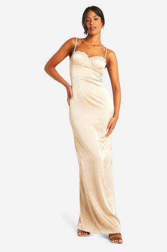 Womens Tall Satin Lace Cup Maxi Dress - - 18 - boohoo - Modalova