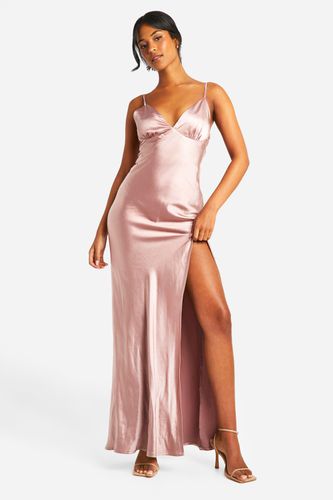 Womens Tall Bridesmaid Satin Strappy Maxi Dress - - 10 - boohoo - Modalova