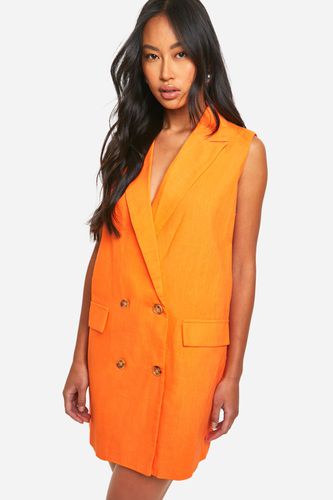 Womens Sleeveless Linen Blazer Dress - - 16 - boohoo - Modalova