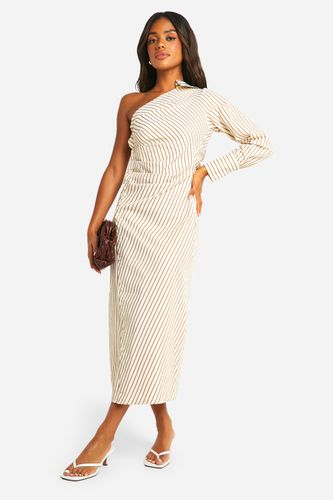 Womens Stripe Asymmetric Shirt Midaxi Dress - - 10 - boohoo - Modalova