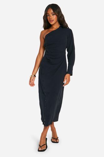 Womens Linen Asymmetric Shirt Midaxi Dress - - 12 - boohoo - Modalova