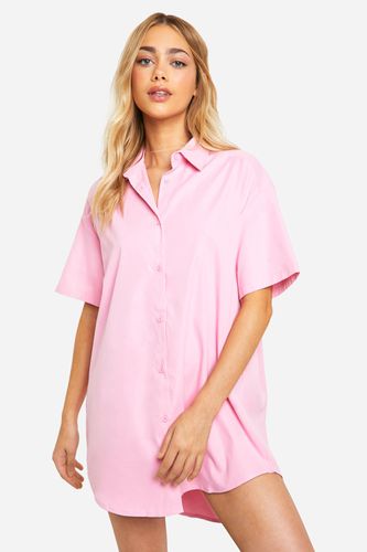 Womens Poplin Short Sleeve Shirt Dress - - 10 - boohoo - Modalova