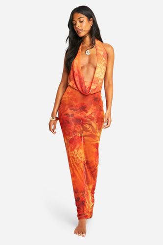 Womens Tall Abstract Mesh Cowl Neck Maxi Beach Dress - - 14 - boohoo - Modalova