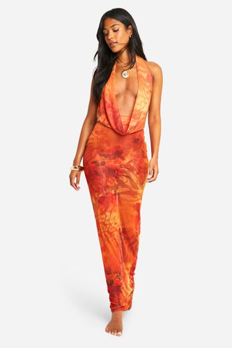 Womens Tall Abstract Mesh Cowl Neck Maxi Beach Dress - - 18 - boohoo - Modalova