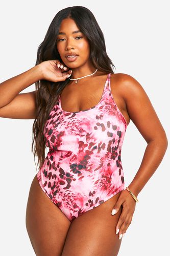 Womens Plus Abstract Animal Strappy Swimsuit - - 16 - boohoo - Modalova