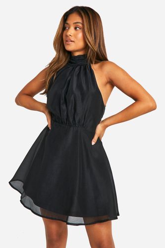 Womens Petite Organza Bow Tie Back Skater Dress - - 10 - boohoo - Modalova